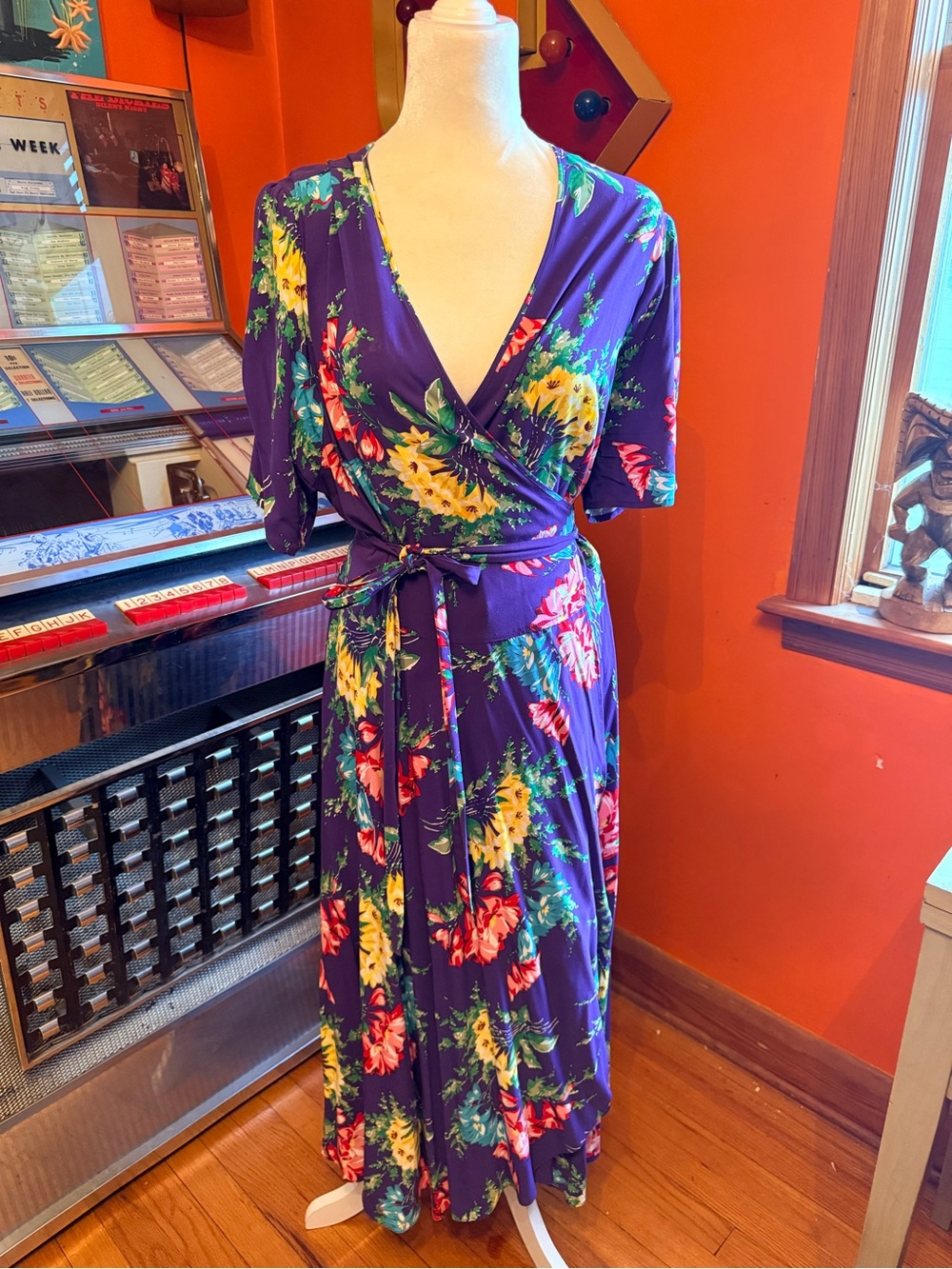 Trashy Diva Camilla wrap dress in bold bouquet size 20